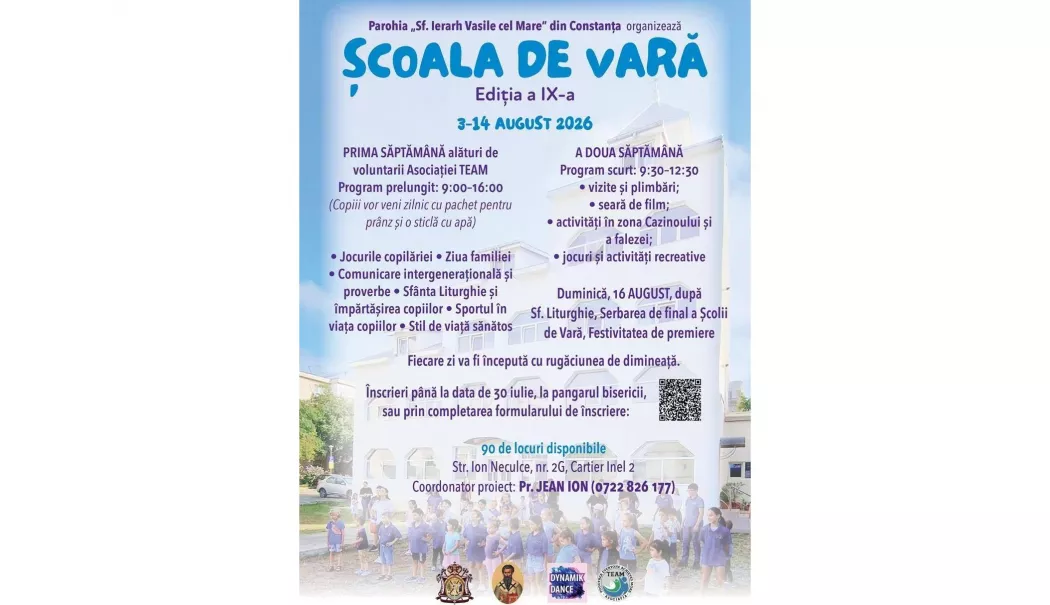 Au început înscrierile pentru Școala de Vară „Acasă la Sfântul Vasile cel Mare”