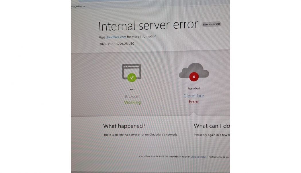 Rețeaua globală Cloudflare a căzut. Mai multe site-uri din România întâmpină probleme de conectare - server-1763470553.jpg