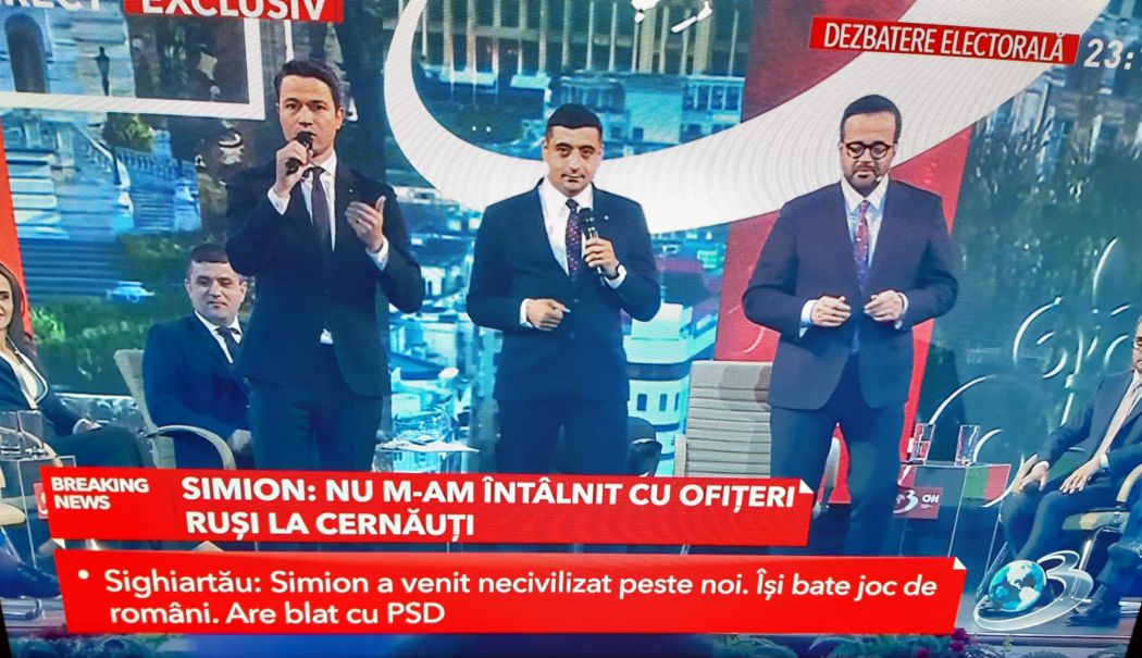 George Simion întrerupe dezbaterea de la Antena 3 CNN. Mihai Gâdea: „Domnule Simion, aici nu suntem la Russia Today” - simion-1731446600.jpg