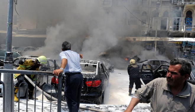 O bombă a explodat  în sediul televiziunii din Siria - siriaexplozie-1344269044.jpg