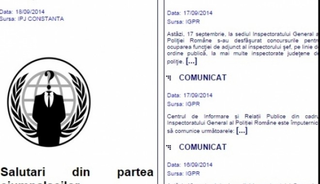 Hackerii Anonymous au spart site-ul Poliției Române. 