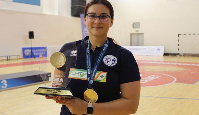 Diana Șamanț, handbalistă în echipa Universității Ovidius din Constanța, desemnată MVP la Campionatul European Universitar 2023