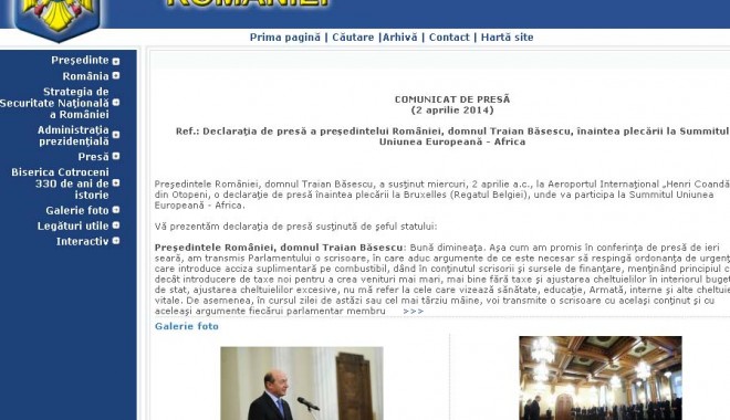 STS: Site-ul oficial al Președinției României nu a fost 