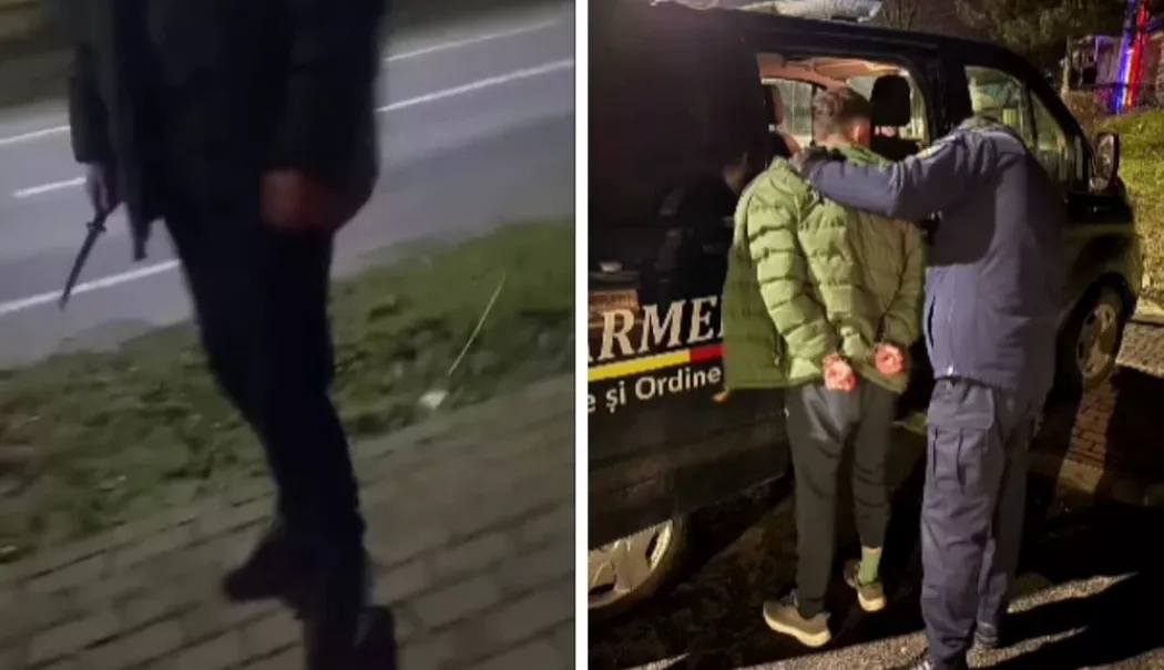 Tânăr imobilizat de jandarmi după ce și-a amenințat colegii cu un cuțit, în fața internatului - tanar-1770038402.webp
