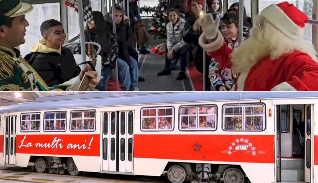 Cei mici au intrat în atmosfera sărbătorilor. 300 de copii s-au plimbat cu tramvaiul lui Moș Crăciun și au primit daruri - tramvai-mos-craciun-1734282440.jpg