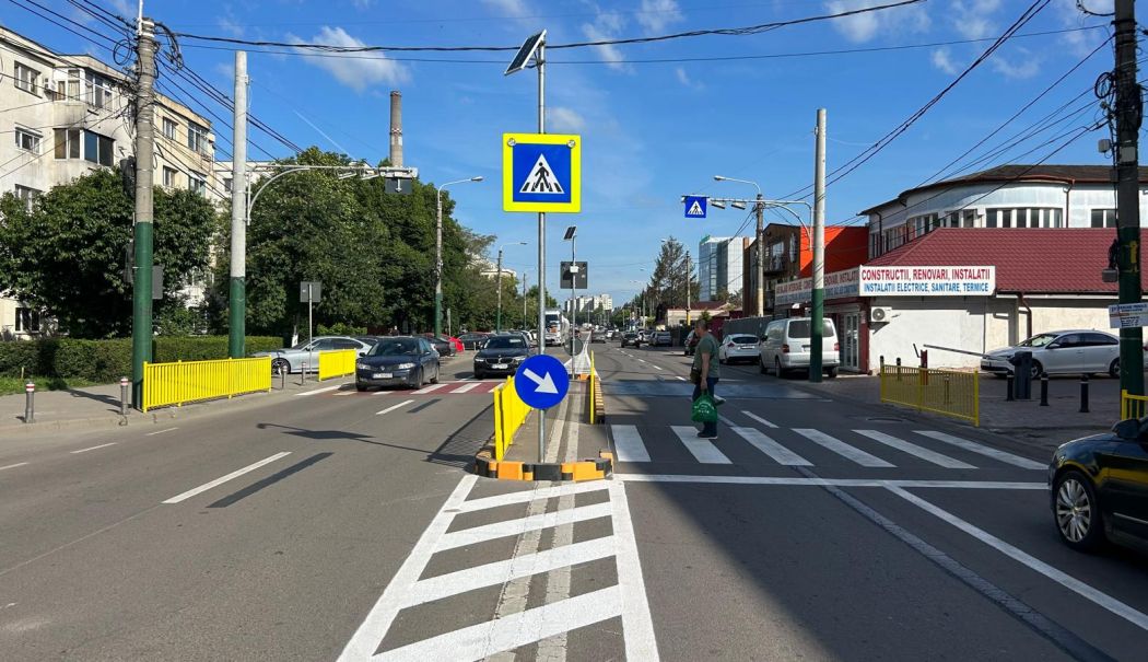 O nouă trecere de pietoni cu scuar a fost amenajată pe bulevardul Aurel Vlaicu