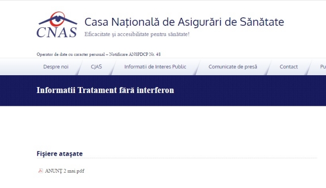 Informații despre tratamentele fără interferon, afișate pe site-ul CNAS - untitled-1493813592.jpg