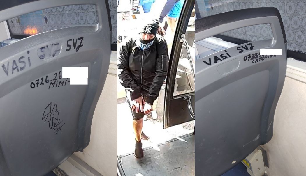 Vandalism în autobuzele CT BUS! Scaune și validatoare, mâzgălite cu carioci permanente