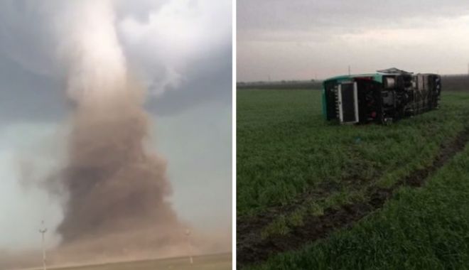 VIDEO / CLIPE DE GROAZĂ. Iată cum este luat pe sus de tornadă autocarul din Călărași - video-1556727916.jpg