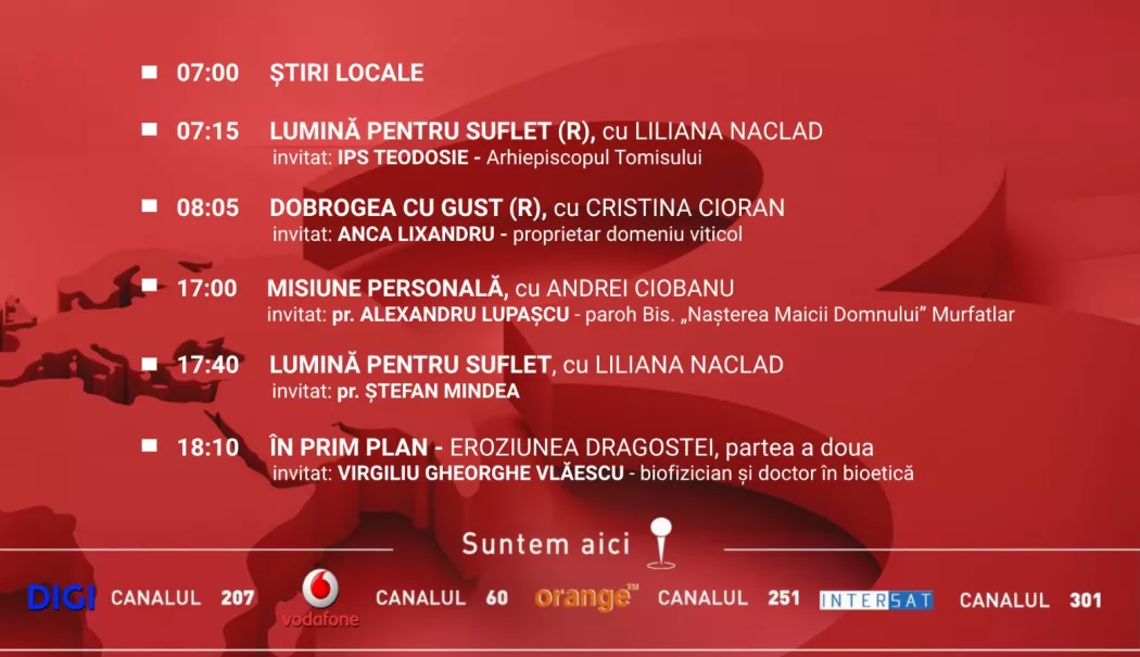 Programul zilei de luni, 13 aprilie, de la Antena 3 Constanța