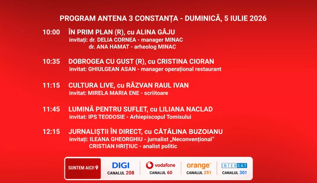 Foto - Programul zilei de duminică, 5 iulie, de la Anteana 3 Constanța