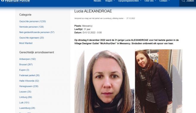 Femeie din Medgidia, dispărută de aproape o lună, din Belgia. 