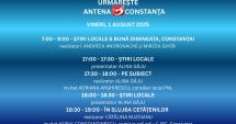 Stire din Actualitate : Programul zilei de vineri, 1 august, la Antena 3 Constanța