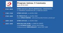 Stire din Actualitate : Programul zilei de luni, 20 octombrie, de la Antena 3 Constanța