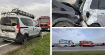 Stire din Eveniment : Accident cumplit între patru autoturisme. Șase persoane au ajuns la spital