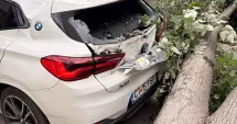 Stire din Eveniment : Mașina fostei soții a fotbalistului Cristi Munteanu, făcută praf în Piața Griviței