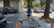 Stire din Social : Pietonii fac slalom printre gropi și dale ”uitate” pe bulevardul Ferdinand! „Totul se lucrează pe jumătate”