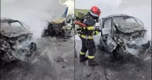 Stire din Eveniment : Impact devastator pe șosea. Doi șoferi au murit, unul a fost găsit carbonizat în mașină