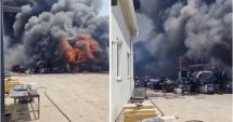 Stire din Eveniment : Un incendiu puternic a cuprins o hală! Un tânăr a fost scos din foc și dus la spital cu arsuri