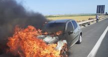 Un autoturism a luat foc pe autostrada A4. Persoanele din mașină au reușit să se salveze