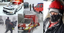 Stire din Eveniment : Intervenții în viscol și nămeți, aproape de limita epuizării! Ce-i mai rău abia acum începe