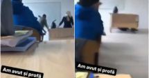Stire din Actualitate : Profesoară prăbușită sub catedră din cauza unei farse a elevilor. Imaginile au făcut furori pe TikTok: ”Am avut și profă!”