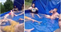 Imaginile zilei. 10 bărbați au transformat un TIR într-o piscină