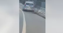 Stire din Eveniment : Iresponsabilitate maximă. Trunchi de copac, târât de o mașină în trafic