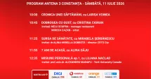 Stire din Actualitate : Programul zilei de sâmbătă, 11 iulie, de la Antena 3 Constanța