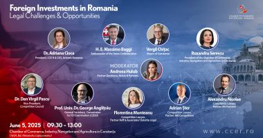 Stire din Economie : CCINA Constanţa: „Investiţiile străine în România - provocări şi oportunităţi juridice”