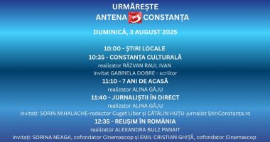 Stire din Actualitate : Programul zilei de duminică, 3 august, la Antena 3 Constanța