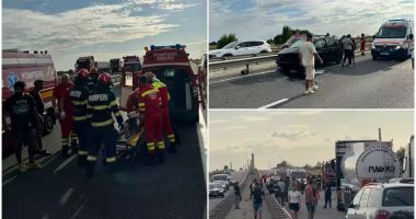 Stire din Eveniment : Accident cumplit pe A3, după ce o maşină a intrat în parapet. Opt răniţi, șase în stare critică