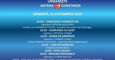 Stire din Actualitate : Programul zilei de sâmbătă, 11 octombrie, la Antena 3 Constanța
