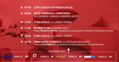 Stire din Actualitate : Programul zilei de miercuri, 12 noiembrie, de la Antena 3 Constanța