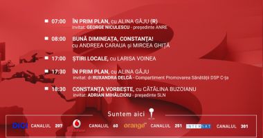 Stire din Actualitate : Programul zilei de marți, 18 noiembrie, de la Antena 3 Constanța