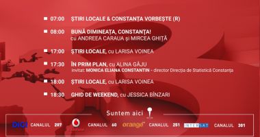 Stire din Actualitate : Programul zilei de joi, 20 noiembrie, de la Antena 3 Constanța