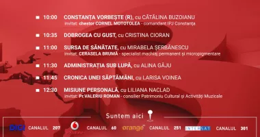 Stire din Actualitate : Programul zilei de sâmbătă, 16 mai, de la Antena 3 Constanța