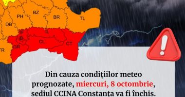 Stire din Economie : Sediul CCINA Constanţa va fi închis miercuri, din cauza condiţiilor meteo nefavorabile