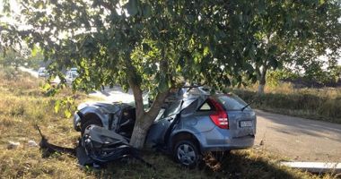 Un șofer a intrat cu mașina în copac, în Constanța