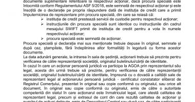 Consiliul de Administrație al Societății OIL TERMINAL S.A. convoacă Adunarea Generală Ordinară a Acţionarilor în data de 07.11.2025, ora 11.00 - 6