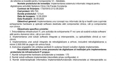 Implementarea sistemului informatic integrat pentru digitalizarea activității Spitalului Clinic Căi Ferate Constanța - 2