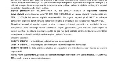 Creşterea eficienţei energetice la Liceul tehnologic Nicolae Dumitrescu – Corp C1  (Școala nouã) - 2
