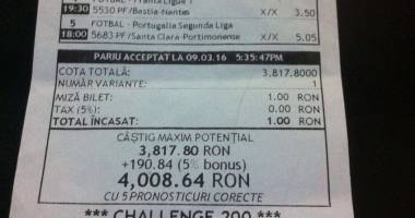 Constănțenii au dat lovitura la pariuri! Mari câștiguri la Sport Bet Challenge - 2