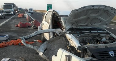 Stire din Eveniment : GALERIE FOTO / Accident rutier GRAV pe A4. Șapte victime, dintre care trei copii