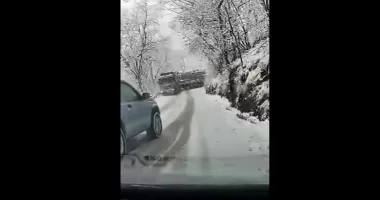 Stire din Eveniment : Un camion încărcat cu lemne s-a răsturnat în prăpastie. Doi oameni și-au pierdut viața