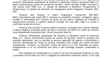 Semnarea contractului pentru proiectul “Dezvoltarea capacitaților de încărcare și descărcare marfa în terminalul FRIAL S.A. pentru eficientizarea fluxului de  cereale din Ucraina” - 2