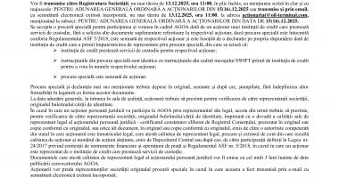 Consiliul de Administrație al Societății OIL TERMINAL S.A. convoacă Adunarea Generală Ordinară a Acţionarilor în data de 15.12.2025 - 4