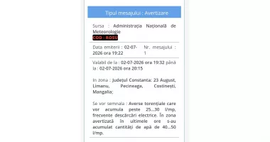 Ploile se mută în sudul litoralului. Mesaj RO-Alert pentru cinci localități