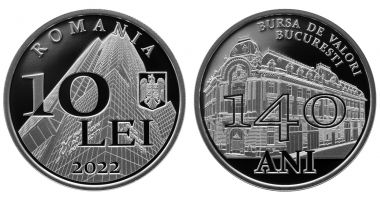 Stire din Economie : Monedă din argint cu tema "140 de ani de la înființarea Bursei de Valori București"