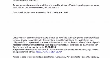 ANUNT DE PARTICIPARE LA PROCEDURA COMPETITIVA pentru atribuirea Contractului de Furnizare echipamente- cantare de flux - 2